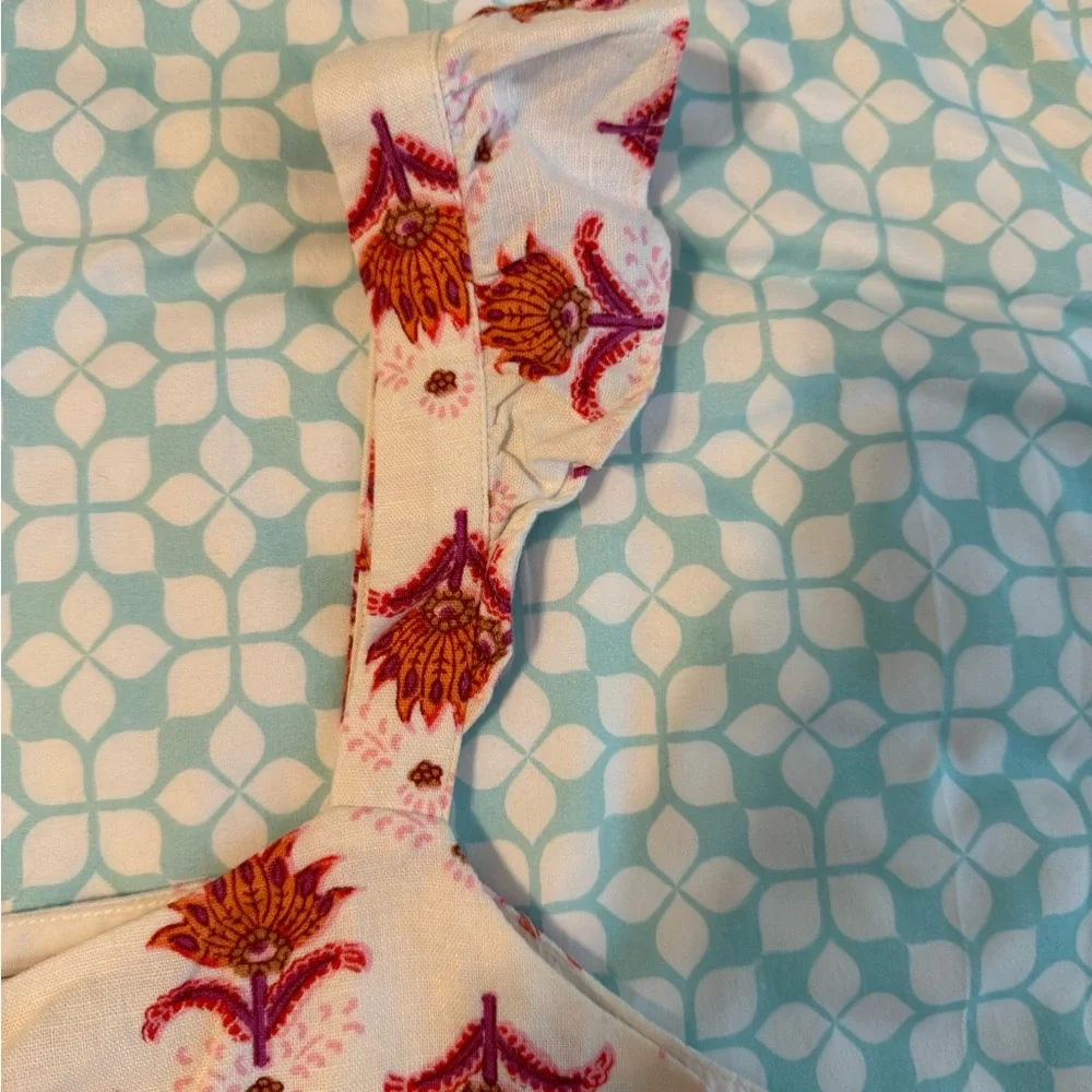 Linen blend ruffle-strap mini dress - Picture 4 of 6